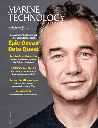 Marine Technology Magazine Cover Nov 2021 - Ocean Observation: Gliders, Buoys & Sub-Surface Networks